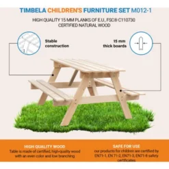 TIMBELA M012-1 Table Enfant En Bois – Table Et Chaise Enfant - Salon De Jardin Enfant 81x60xH50 Cm - Table Picnic Enfant Pour L'extérieur Ou à L'intérieur 11 TIMBELA M012-1 Table Enfant En Bois – Table Et Chaise Enfant - Salon De Jardin Enfant 81x60xH50 Cm - Table Picnic Enfant Pour L'extérieur Ou à L'intérieur -Promos Verde Rêverie Boutique 43461814 5