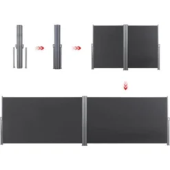 Songmics Paravent Extérieur Double 200 X 600cm Store Latéral Abri Soleil Paravent Extérieur Rétractable Paravent Retractable - Anthracite GSA400G -Promos Verde Rêverie Boutique 4368757 4