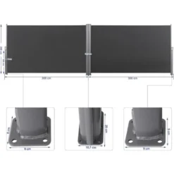 Songmics Paravent Extérieur Double 200 X 600cm Store Latéral Abri Soleil Paravent Extérieur Rétractable Paravent Retractable - Anthracite GSA400G -Promos Verde Rêverie Boutique 4368757 5