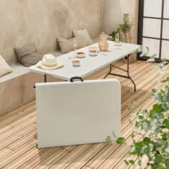 Lot De 2 Tables Table De Réception. 180cm. Pliables. Avec Poignée De Transport -Promos Verde Rêverie Boutique 44640254 4