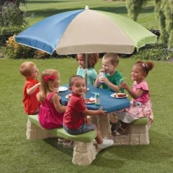 Table De Pique-nique Avec Parasol Aqua Step2 7 Table De Pique-nique Avec Parasol Aqua Step2 -Promos Verde Rêverie Boutique 4465688 3