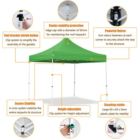 Tente Pliante 3x3m ECO Tube 25mm En Acier Bâche 220g/m² ENDUIT PVC 100% ÉTANCHE Pavillon Jardin Tonnelle Réception Sac De Transport 4 Tente Pliante 3x3m ECO Tube 25mm En Acier Bâche 220g/m² ENDUIT PVC 100% ÉTANCHE Pavillon Jardin Tonnelle Réception Sac De Transport – Image 3