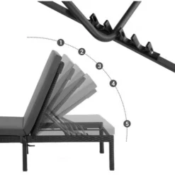 Songmics Chaise Longue, Bain De Soleil, Transat De Relaxation, Avec Matelas De 5 Cm, Surface Tissée, Inclinable - Anthracite GCB27GYV1 10 Songmics Chaise Longue, Bain De Soleil, Transat De Relaxation, Avec Matelas De 5 Cm, Surface Tissée, Inclinable - Anthracite GCB27GYV1 -Promos Verde Rêverie Boutique 45294867 4