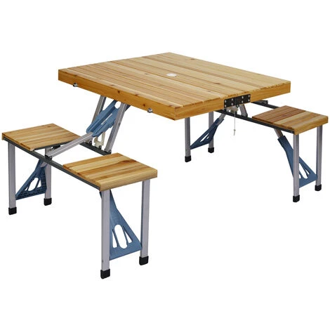 Table De Camping Avec 4 Chaises 85x72x66cm Ensemble De Meuble En Bloc Pliant En Bois Et Aluminium 3 Table De Camping Avec 4 Chaises 85x72x66cm Ensemble De Meuble En Bloc Pliant En Bois Et Aluminium