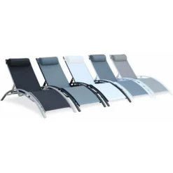 Duo De Bains De Soleil En Aluminium Et Textilène Louisa Blanc / Gris 11 Duo De Bains De Soleil En Aluminium Et Textilène Louisa Blanc / Gris -Promos Verde Rêverie Boutique 459236 5