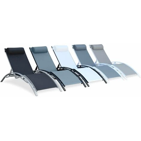 Duo De Bains De Soleil En Aluminium Et Textilène Louisa Blanc / Gris 7 Duo De Bains De Soleil En Aluminium Et Textilène Louisa Blanc / Gris – Image 5