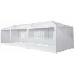 Tente De Réception 3x9m. 27 M² - Massilia - Blanc - à Utiliser Comme Pavillon. Pergola. Tente De Jardin. Chapiteau Ou Tonnelle. -Promos Verde Rêverie Boutique 459284 3