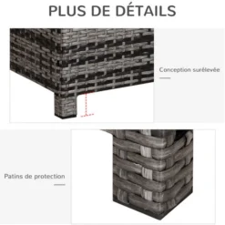 OUTSUNNY Table Basse De Jardin Plateau Verre Trempé 5 Mm Rotin Tressé 85 X 50 X 39 Cm Max. 70 Kg Gris 10 OUTSUNNY Table Basse De Jardin Plateau Verre Trempé 5 Mm Rotin Tressé 85 X 50 X 39 Cm Max. 70 Kg Gris -Promos Verde Rêverie Boutique 47489031 4