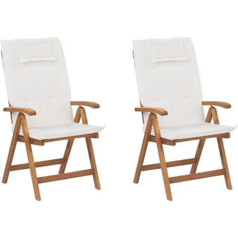 Lot De 2 Chaises Pliantes En Bois D'Acacia Clair Avec Coussins Blanc Cassé Java 6 Lot De 2 Chaises Pliantes En Bois D'Acacia Clair Avec Coussins Blanc Cassé Java -Promos Verde Rêverie Boutique 48056775 1