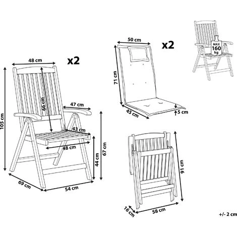 Lot De 2 Chaises Pliantes En Bois D'Acacia Clair Avec Coussins Blanc Cassé Java 5 Lot De 2 Chaises Pliantes En Bois D'Acacia Clair Avec Coussins Blanc Cassé Java – Image 3