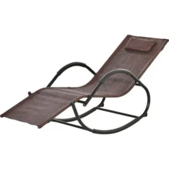 OUTSUNNY Chaise Longue à Bascule Rocking Chair Design Contemporain Dim. 160L X 61l X 79H Cm Métal Textilène Brun 10 OUTSUNNY Chaise Longue à Bascule Rocking Chair Design Contemporain Dim. 160L X 61l X 79H Cm Métal Textilène Brun -Promos Verde Rêverie Boutique 48159375 4