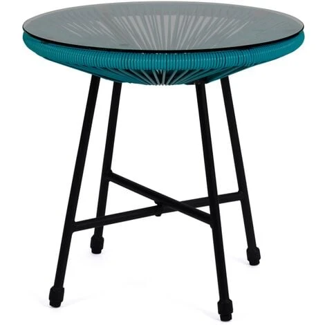 Salon De Jardin IZMIR Table Et 2 Fauteuils Oeuf Cordage Bleu Canard 5 Salon De Jardin IZMIR Table Et 2 Fauteuils Oeuf Cordage Bleu Canard – Image 3