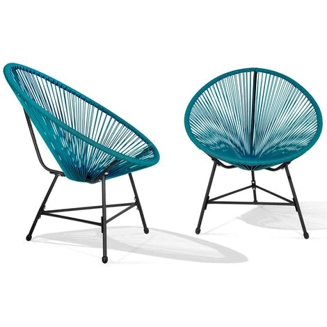 Salon De Jardin IZMIR Table Et 2 Fauteuils Oeuf Cordage Bleu Canard 7 Salon De Jardin IZMIR Table Et 2 Fauteuils Oeuf Cordage Bleu Canard – Image 5