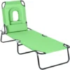 OUTSUNNY Bain De Soleil Pliable Transat Inclinable 4 Positions Chaise Longue De Lecture 3 Coussins Fournis Vert -Promos Verde Rêverie Boutique 49239981 1