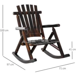 OUTSUNNY Fauteuil De Jardin Adirondack à Bascule Rocking Chair Style Rustique Chic Bois Sapin Traité Carbonisation 9 OUTSUNNY Fauteuil De Jardin Adirondack à Bascule Rocking Chair Style Rustique Chic Bois Sapin Traité Carbonisation -Promos Verde Rêverie Boutique 49542440 3