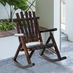 OUTSUNNY Fauteuil De Jardin Adirondack à Bascule Rocking Chair Style Rustique Chic Bois Sapin Traité Carbonisation 10 OUTSUNNY Fauteuil De Jardin Adirondack à Bascule Rocking Chair Style Rustique Chic Bois Sapin Traité Carbonisation -Promos Verde Rêverie Boutique 49542440 4