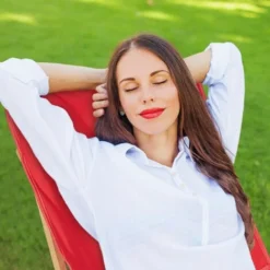 Relaxdays Chaise Longue Bois, Butterfly Chair, HLP 93x52x72 Cm, Intérieur Et Extérieur, Transat Camping Avec Sac, Rouge -Promos Verde Rêverie Boutique 49552096 3