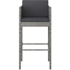 Ensemble De Bar De Jardin 3 Pcs Et Coussins Résine Tressée Gris VidaXL 10 Ensemble De Bar De Jardin 3 Pcs Et Coussins Résine Tressée Gris VidaXL -Promos Verde Rêverie Boutique 49924839 4