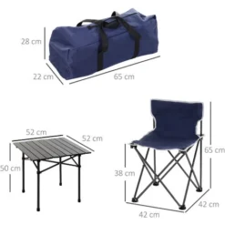 OUTSUNNY Table De Camping + 4 Chaises + Sac De Transport - Pliant Léger Petit Portable - Pour Pique-nique, Festival, Barbecue, Randonnée, Pêche - Acier Alu. Noir Oxford Bleu 9 OUTSUNNY Table De Camping + 4 Chaises + Sac De Transport - Pliant Léger Petit Portable - Pour Pique-nique, Festival, Barbecue, Randonnée, Pêche - Acier Alu. Noir Oxford Bleu -Promos Verde Rêverie Boutique 50146602 3