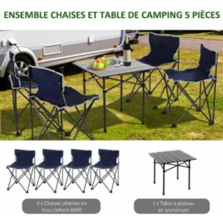 OUTSUNNY Table De Camping + 4 Chaises + Sac De Transport - Pliant Léger Petit Portable - Pour Pique-nique, Festival, Barbecue, Randonnée, Pêche - Acier Alu. Noir Oxford Bleu 10 OUTSUNNY Table De Camping + 4 Chaises + Sac De Transport - Pliant Léger Petit Portable - Pour Pique-nique, Festival, Barbecue, Randonnée, Pêche - Acier Alu. Noir Oxford Bleu -Promos Verde Rêverie Boutique 50146602 4
