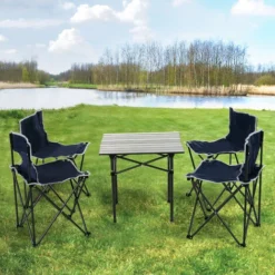 OUTSUNNY Table De Camping + 4 Chaises + Sac De Transport - Pliant Léger Petit Portable - Pour Pique-nique, Festival, Barbecue, Randonnée, Pêche - Acier Alu. Noir Oxford Bleu 11 OUTSUNNY Table De Camping + 4 Chaises + Sac De Transport - Pliant Léger Petit Portable - Pour Pique-nique, Festival, Barbecue, Randonnée, Pêche - Acier Alu. Noir Oxford Bleu -Promos Verde Rêverie Boutique 50146602 5