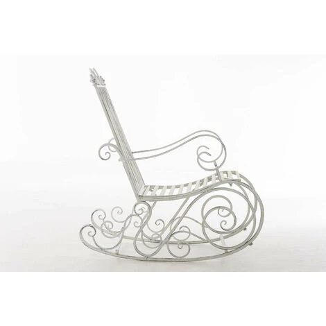 Chaise Fauteuil à Bascule Rocking Chair Pour Jardin En Fer Blanc Vieilli 4 Chaise Fauteuil à Bascule Rocking Chair Pour Jardin En Fer Blanc Vieilli – Image 2
