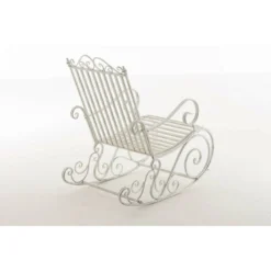 Chaise Fauteuil à Bascule Rocking Chair Pour Jardin En Fer Blanc Vieilli 9 Chaise Fauteuil à Bascule Rocking Chair Pour Jardin En Fer Blanc Vieilli -Promos Verde Rêverie Boutique 5019489 3