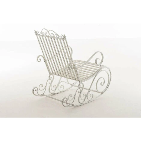 Chaise Fauteuil à Bascule Rocking Chair Pour Jardin En Fer Blanc Vieilli 5 Chaise Fauteuil à Bascule Rocking Chair Pour Jardin En Fer Blanc Vieilli – Image 3