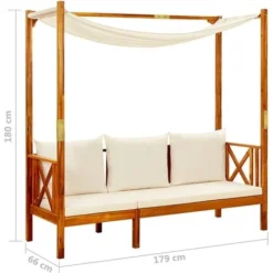 Banc De Jardin Avec Auvent Bois D'acacia Solide VidaXL 9 Banc De Jardin Avec Auvent Bois D'acacia Solide VidaXL -Promos Verde Rêverie Boutique 50396431 3