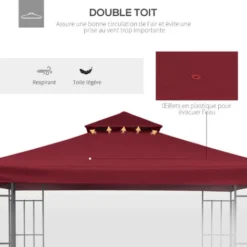 OUTSUNNY Toile De Rechange Pour Pavillon Tonnelle Tente 3 X 3 M Polyester Haute Densité 180 G/m² Bordeaux -Promos Verde Rêverie Boutique 50909175 5