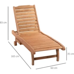 OUTSUNNY Bain De Soleil Transat Style Colonial Dossier Réglable 3 Positions Roulettes Tablette Support Bois Sapin Pré-huilé -Promos Verde Rêverie Boutique 50914837 3