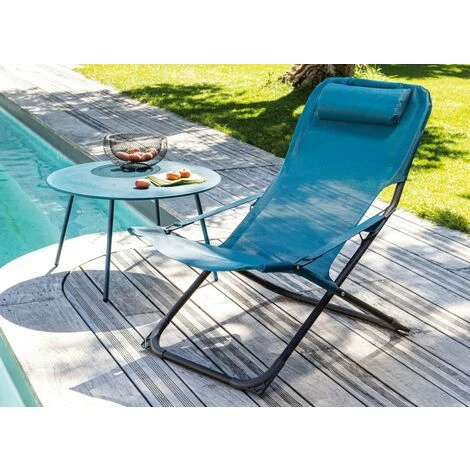PROLOISIRS Table Basse De Jardin Ronde En Acier Rio - Bleu Ø 70 Cm 4 PROLOISIRS Table Basse De Jardin Ronde En Acier Rio - Bleu Ø 70 Cm – Image 2