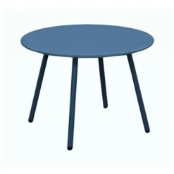 PROLOISIRS Table Basse De Jardin Ronde En Acier Rio - Bleu Ø 50 Cm
