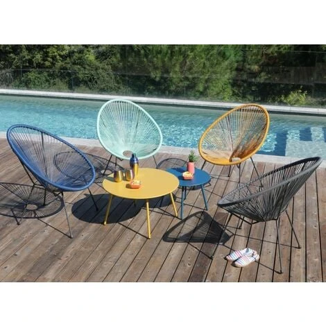 PROLOISIRS Table Basse De Jardin Ronde En Acier Rio - Bleu Ø 50 Cm 4 PROLOISIRS Table Basse De Jardin Ronde En Acier Rio - Bleu Ø 50 Cm – Image 2