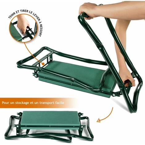 Tabouret De Jardinage Pliable Avec Rangement - Vert - Linxor 6 Tabouret De Jardinage Pliable Avec Rangement - Vert - Linxor – Image 4