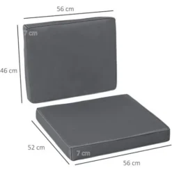 OUTSUNNY Coussins De Fauteuil De Jardin Zippés Déhoussables - Galettes De Chaise De Jardin - épais Rembourrage 7 Cm - Polyester Haute Densité Gris -Promos Verde Rêverie Boutique 51245893 3