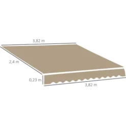 OUTSUNNY Toile De Rechange Store Banne - Lambrequin Vagues Douces - Polyester Haute Densité 280 G/m² Anti-UV Dim. 3,82L X 2,4l (avancée) M Café Latte 9 OUTSUNNY Toile De Rechange Store Banne - Lambrequin Vagues Douces - Polyester Haute Densité 280 G/m² Anti-UV Dim. 3,82L X 2,4l (avancée) M Café Latte -Promos Verde Rêverie Boutique 51254804 3