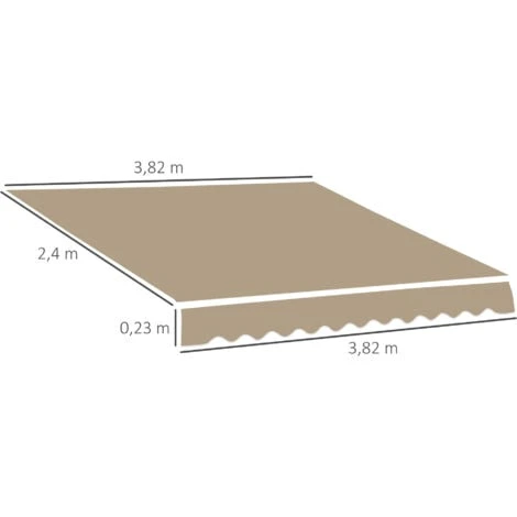 OUTSUNNY Toile De Rechange Store Banne - Lambrequin Vagues Douces - Polyester Haute Densité 280 G/m² Anti-UV Dim. 3,82L X 2,4l (avancée) M Café Latte 5 OUTSUNNY Toile De Rechange Store Banne - Lambrequin Vagues Douces - Polyester Haute Densité 280 G/m² Anti-UV Dim. 3,82L X 2,4l (avancée) M Café Latte – Image 3