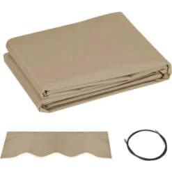 OUTSUNNY Toile De Rechange Store Banne - Lambrequin Vagues Douces - Polyester Haute Densité 280 G/m² Anti-UV Dim. 3,82L X 2,4l (avancée) M Café Latte 11 OUTSUNNY Toile De Rechange Store Banne - Lambrequin Vagues Douces - Polyester Haute Densité 280 G/m² Anti-UV Dim. 3,82L X 2,4l (avancée) M Café Latte -Promos Verde Rêverie Boutique 51254804 5