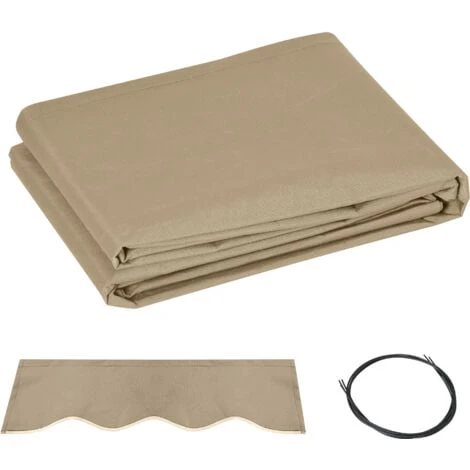 OUTSUNNY Toile De Rechange Store Banne - Lambrequin Vagues Douces - Polyester Haute Densité 280 G/m² Anti-UV Dim. 3,82L X 2,4l (avancée) M Café Latte 7 OUTSUNNY Toile De Rechange Store Banne - Lambrequin Vagues Douces - Polyester Haute Densité 280 G/m² Anti-UV Dim. 3,82L X 2,4l (avancée) M Café Latte – Image 5