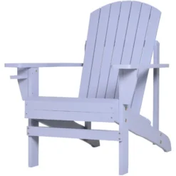 OUTSUNNY Fauteuil De Jardin Adirondack Grand Confort Porte-gobelet Intégré Bois De Sapin Traité Peint Gris