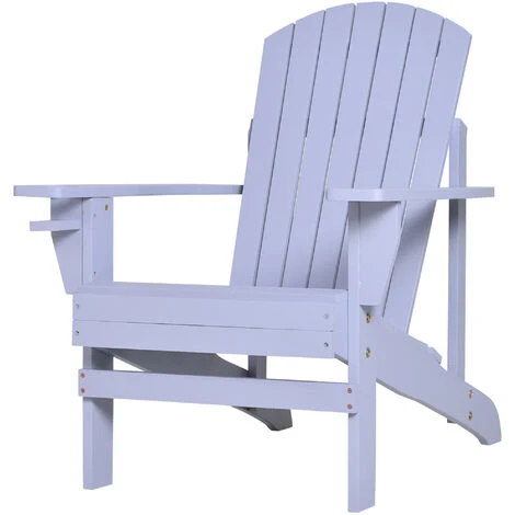 OUTSUNNY Fauteuil De Jardin Adirondack Grand Confort Porte-gobelet Intégré Bois De Sapin Traité Peint Gris 3 OUTSUNNY Fauteuil De Jardin Adirondack Grand Confort Porte-gobelet Intégré Bois De Sapin Traité Peint Gris
