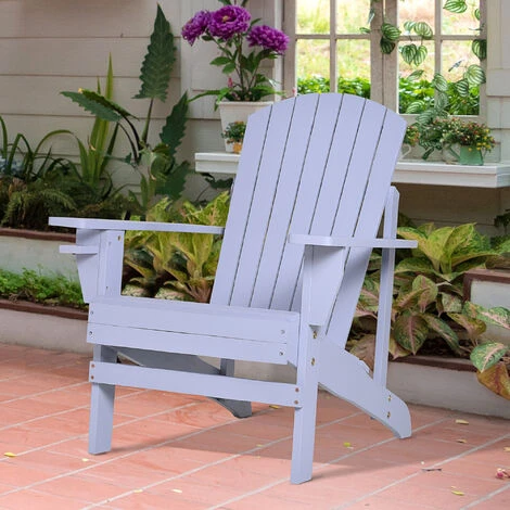 OUTSUNNY Fauteuil De Jardin Adirondack Grand Confort Porte-gobelet Intégré Bois De Sapin Traité Peint Gris 4 OUTSUNNY Fauteuil De Jardin Adirondack Grand Confort Porte-gobelet Intégré Bois De Sapin Traité Peint Gris – Image 2