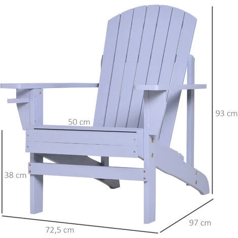 OUTSUNNY Fauteuil De Jardin Adirondack Grand Confort Porte-gobelet Intégré Bois De Sapin Traité Peint Gris 5 OUTSUNNY Fauteuil De Jardin Adirondack Grand Confort Porte-gobelet Intégré Bois De Sapin Traité Peint Gris – Image 3