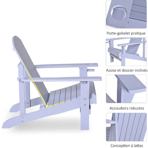 OUTSUNNY Fauteuil De Jardin Adirondack Grand Confort Porte-gobelet Intégré Bois De Sapin Traité Peint Gris 7 OUTSUNNY Fauteuil De Jardin Adirondack Grand Confort Porte-gobelet Intégré Bois De Sapin Traité Peint Gris – Image 5