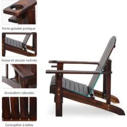 OUTSUNNY Fauteuil De Jardin Adirondack Grand Confort Porte-gobelet Intégré Bois De Sapin Traité Peint Marron 11 OUTSUNNY Fauteuil De Jardin Adirondack Grand Confort Porte-gobelet Intégré Bois De Sapin Traité Peint Marron -Promos Verde Rêverie Boutique 51254822 5