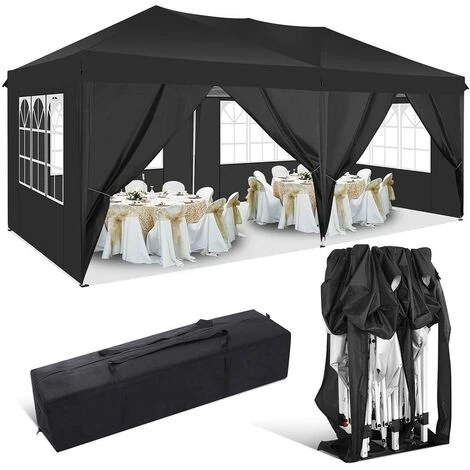 Tonnelle Jardin Pliante 3x6M Imperméable Anti-UV Réglable, Barnum Pliant Avec Fenêtre Pour Marriage Extérieur, Pique-nique,camping Noir 3 Tonnelle Jardin Pliante 3x6M Imperméable Anti-UV Réglable, Barnum Pliant Avec Fenêtre Pour Marriage Extérieur, Pique-nique,camping Noir