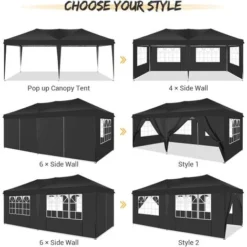 Tonnelle Jardin Pliante 3x6M Imperméable Anti-UV Réglable, Barnum Pliant Avec Fenêtre Pour Marriage Extérieur, Pique-nique,camping Noir 9 Tonnelle Jardin Pliante 3x6M Imperméable Anti-UV Réglable, Barnum Pliant Avec Fenêtre Pour Marriage Extérieur, Pique-nique,camping Noir -Promos Verde Rêverie Boutique 51424224 3
