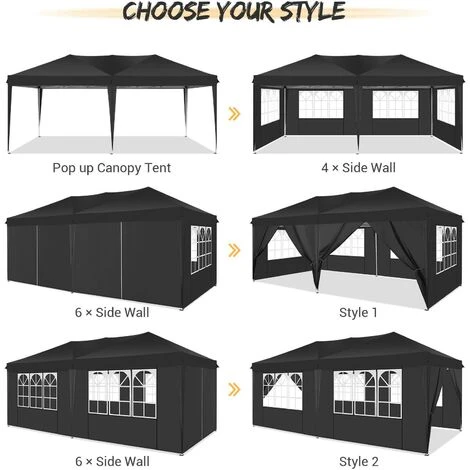 Tonnelle Jardin Pliante 3x6M Imperméable Anti-UV Réglable, Barnum Pliant Avec Fenêtre Pour Marriage Extérieur, Pique-nique,camping Noir 5 Tonnelle Jardin Pliante 3x6M Imperméable Anti-UV Réglable, Barnum Pliant Avec Fenêtre Pour Marriage Extérieur, Pique-nique,camping Noir – Image 3