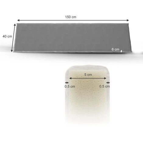 Coussin Pour Banc 150x40cm Gris Vicco 5 Coussin Pour Banc 150x40cm Gris Vicco – Image 3